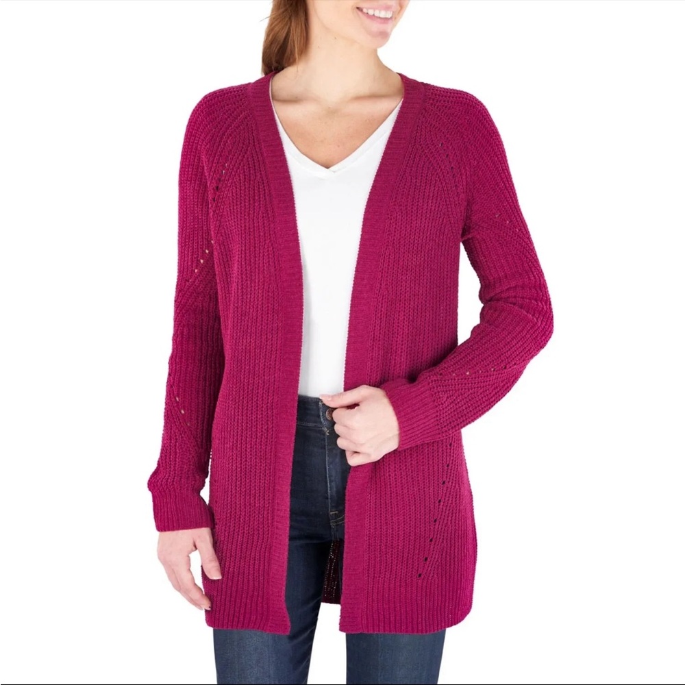 Member’s Mark Chenille Cardigan in Dark Raspberry